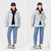 Semir 森马 羽绒服女炫彩防污冬季新款宽松立领面包服炸街