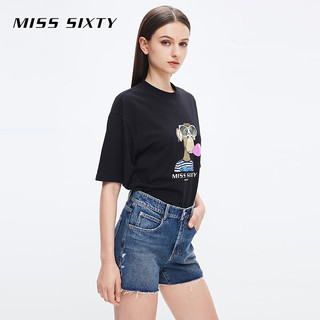 MISS SIXTY不无聊NFT胶囊系列短袖T恤女印花百搭潮 黑色 S