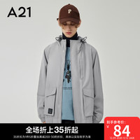 A21风衣外套男装春秋合体连帽外套装3M反光印花时尚外套易穿搭 中灰 175/88A/L