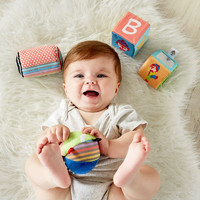 Hape 布艺触感有声积木玩具6个月以上男女孩宝宝婴幼儿童锻炼抓握