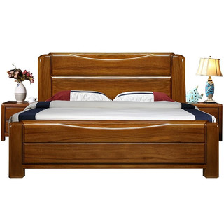 莱仕达中式胡桃木实木床双人大床1.8米现代简约主卧储物床M1629 1.5气压