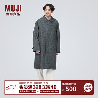 无印良品（MUJI） 男式 羊毛混 大衣 毛呢大衣 深灰色时尚中长款外套 AD0U1C3A 深灰色图案 XL 180/104A