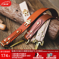 马登工装 vintage利特尔顿骑兵腰带牛皮黄铜扣复古皮带男 深棕色