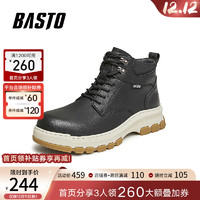 BASTO 百思图 时髦运动休闲时装靴厚底男低靴EDD01DD3 黑色 38