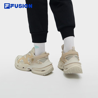 FILA FUSION斐乐潮牌女鞋铠甲鞋未来潮鞋2023冬休闲鞋老爹鞋 燕麦色/桦树棕-OB 38.5