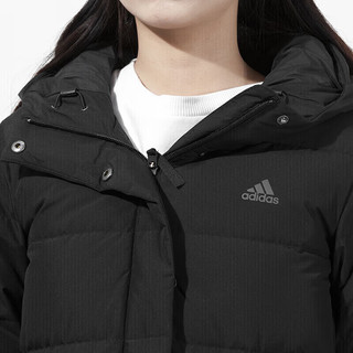 阿迪达斯 （adidas）中长款女装羽绒服23冬季运动服舒适保暖防风外套休闲连帽夹克 H23071/灰鸭绒/含绒量：80% XS【150-155cm/80-90斤】