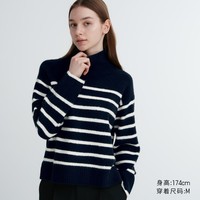 抖音超值购：UNIQLO 优衣库 女装souffle yarn高领条纹针织衫舒芙蕾秋冬毛衣463439