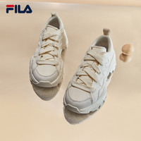 FILA 斐乐 鱼刺帆布鞋女鞋2023增高休闲鞋小白鞋