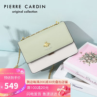 皮尔·卡丹 皮尔卡丹(pierre cardin)时尚包包女包百搭斜挎单肩包女新潮牛皮链条包女士礼盒 J2A244-320302J绿色/米白色