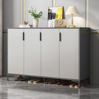 可芝(KERZY)实木鞋柜家用门口大容量储物柜子入户玄关柜一体2023鞋架 【实木板芯】雾灰+雅仕灰90cm