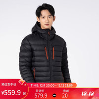 DECATHLON 迪卡侬 羽绒服男运动短款冬季保暖加厚连帽外套ODT3黑色-2022S-4689008