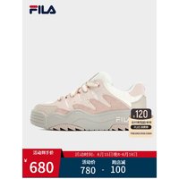 FILA 斐乐 斑斓鞋ROSETTA女鞋板鞋2023秋新款轻便厚底鞋复古休闲鞋 奶白/浅粉-GP 38