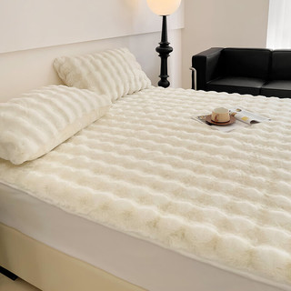 南极人兔毛绒床护垫床褥折叠薄褥子透气卧室单双人薄床垫床褥垫被防滑 托斯卡纳-白 120x200cm