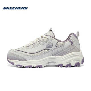 斯凯奇（Skechers）女奶茶熊运动鞋休闲鞋甜美优雅老爹鞋 896283-GYLV灰色/淡紫色 35.5