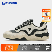 FILA 斐乐 FUSION斐乐潮牌女鞋KICK专业滑板鞋波浪底板鞋 黑/奶白-BG 36