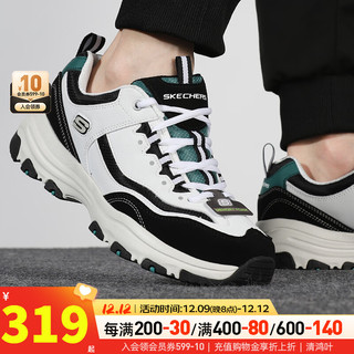 斯凯奇（SKECHERS）男鞋 2023冬D'LITES 1.0运动鞋时尚轻便休闲鞋厚底耐磨熊猫鞋 8790091-WBK 45