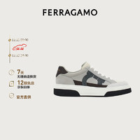 Ferragamo）男士白色牛皮革Gancini轮廓低帮休闲鞋 0769375_M  _ 90