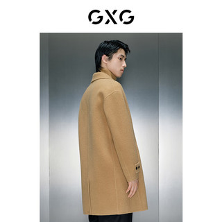 GXG男装 商场同款驼色肌理翻领长款大衣 GEX12628904 驼色 185/XXL