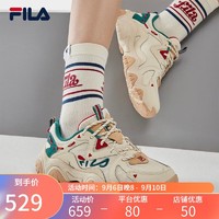 FILA 斐乐 猫爪4代老爹鞋2023春季女鞋复古休闲鞋运动鞋 云端-CC 37.5