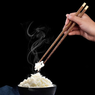 惠寻鸡翅木筷子家用高档木质筷子5双家庭套装金福筷子 耐用型