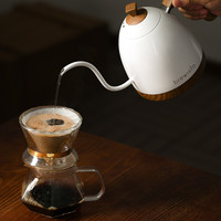 BREWISTA 智能控温手冲咖啡壶家用不锈钢细长嘴电热水壶泡茶温控壶 珍珠白（白底座