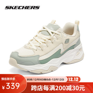 SKECHERS 斯凯奇 女鞋2024春季新品时尚闪电熊猫鞋女款低帮运动鞋休闲厚底老爹鞋