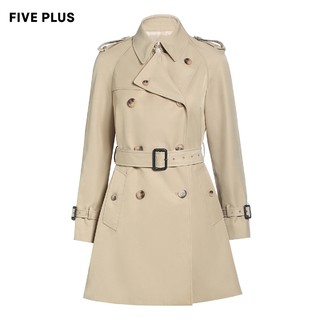 Five Plus 5+ 女春装英伦风衣女中长三防面料外套双排扣系带