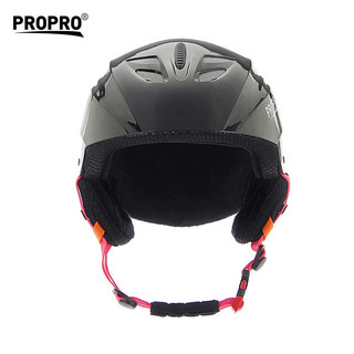 PROPRO 滑雪头盔男女青少年单板双板滑雪头盔户外极限运动滑雪装备 亮黑色 L号（成人码）