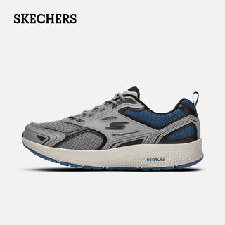 斯凯奇（Skechers）男厚底缓震跑步鞋网布舒适休闲运动鞋 GYBL/灰色蓝色 39.5