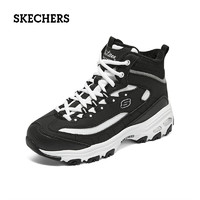 SKECHERS 斯凯奇 高帮加绒熊猫鞋女鞋厚底保暖舒适百搭老爹鞋 BLK黑色 37