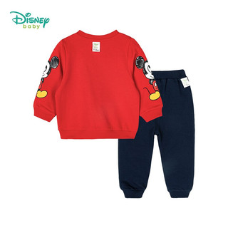 Disney 迪士尼 童装男童套装潮酷米奇宝宝卫衣套装抓绒保暖舒适 红色 3岁/身高100cm