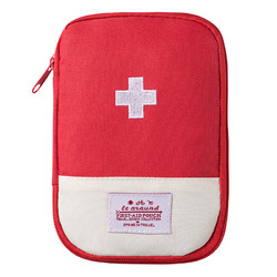 妙灵安 小学生便携医疗急救包随身包户外旅行药品收纳箱儿童健康 红色-小号