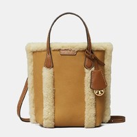 TORY BURCH Perry Shearling 女士迷你手提包 棕褐色