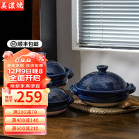 美浓烧 Mino Yaki） 日本蓝釉砂锅陶土锅炖锅煲汤锅煲仔饭锅家用日式 蓝釉6号