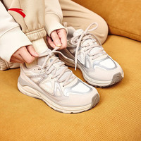 安踏（ANTA）引擎丨老爹鞋女鞋2023低帮透气舒适运动休闲鞋子女 象牙白/白垩色/铁人灰-1 6(女36.5)