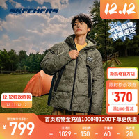 Skechers斯凯奇男成人短款羽绒外套连帽搭配兜帽保暖L423M081 浅卡其迷彩/03PZ M