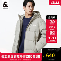 杰克·琼斯（JACK&JONES）冬季通勤抽绳连帽领型撞色字母胶印保暖羽绒服223312006 雾灰色C02 165/88A/XS