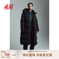 H&M女装外套时尚气质疏水羽绒服1175943 黑色 160/88A