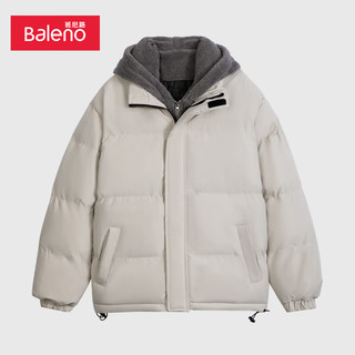 班尼路（Baleno）棉服男撞色拼接连帽夹棉外套潮流棉衣男保暖舒适 000W M