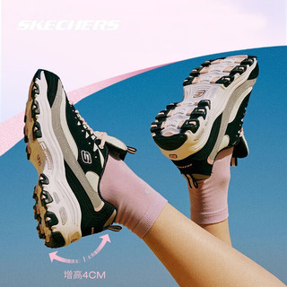 斯凯奇（SKECHERS）女鞋 D'LITES 1.0时尚绑带运动鞋 厚底增高熊猫鞋 13143-BKGY 40