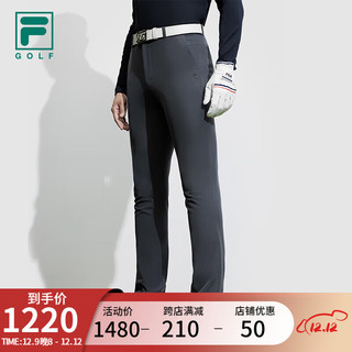 FILA 斐乐男士梭织长裤2024春基础简约直口高尔夫运动裤 纤黑-BK 190/102B/XXXXL