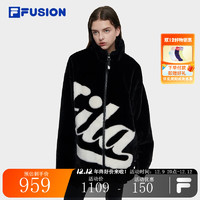 FILA FUSION斐乐潮牌款针织外套2023冬时尚休闲立领上衣 正黑色-BK 165/88A/S