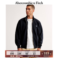 ABERCROMBIE & FITCH男女同款 街头风夹克中性风美式复古拉链抓绒卫衣外套 342749-1 海军蓝 XS (170/84A)