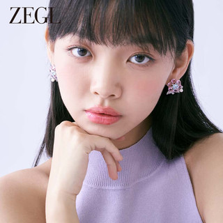 ZEGL粉色花朵耳环女轻奢小众设计气质高级感时尚925银针人造珍珠耳饰 微醺绽放耳环