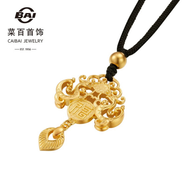 菜百首饰 黄金项链 足金古法福字凤凰牌国潮风凤羽织项链 计价 gf