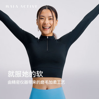 MAIA ACTIVE 暖云LUX 小高领紧身瑜伽运动长袖短上衣 TL012 神秘黑 L