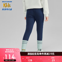 Skechers斯凯奇女童紧身裤冬弹力可外穿保暖加绒打底裤L423G120 中世纪蓝/007D 160cm