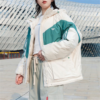 阿迪达斯（adidas）三叶草女装 运动服户外防风保暖外套休闲连帽羽绒服 HS9518/偏大两码/经典撞色款 S/165/80