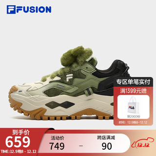 斐乐（FILA）FUSION斐乐潮牌BIANCO女鞋厚底鞋硬糖鞋跑步鞋 泡沫白/苔藓色-WM 38