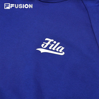 FILA FUSION斐乐潮牌男子针织连帽上衣纯棉宽松卫衣 苏格里蓝-BU 190/108A/XXXL